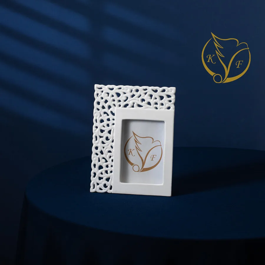 Personalized decorative picture frame standing photo frame handmade white ceramic framed photo