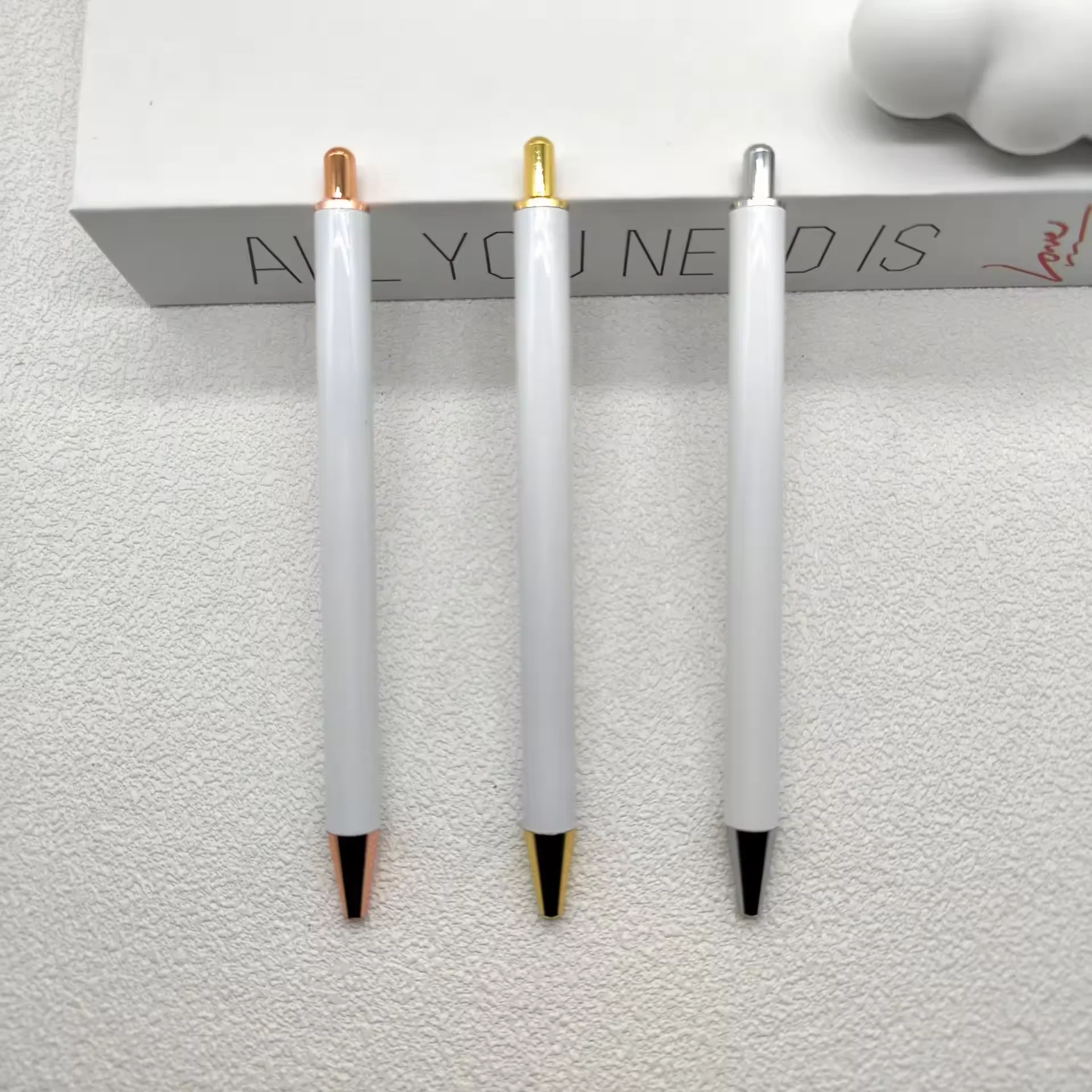 Metal Stainless Steel Silver Gel Pen Non No Clip Blanks Epoxy Pens Refillable  Ballpoint Pen Without Clip