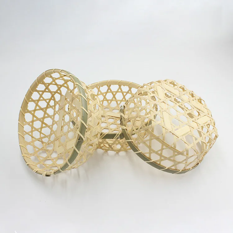Jimao Wholesale Bamboo Woven Handmade Green Woven Bamboo Basket Fruit Basket Storage