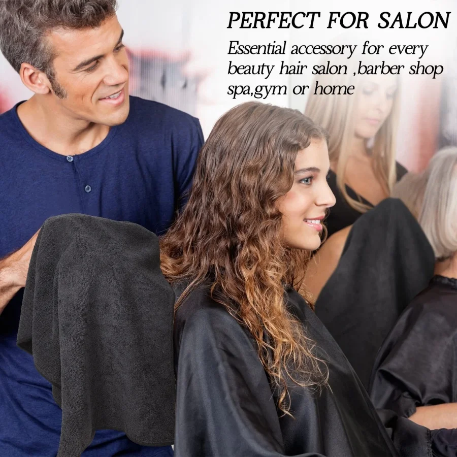 100% cotton barber Black hair towel Anti bleach stain proof salon towel for hairdresser