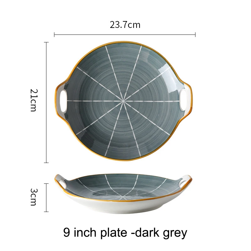 Wholesale 9 Inch Nordic Style Rice Dish Porcelain Plate With Double Ears