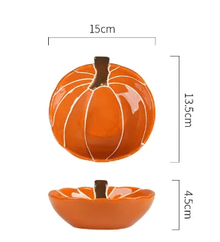 OEM Wholesale Pumpkin Shaped Thanksgiving Harvest Orange Party Dinner Ceramic Salad Plates For Autumn Holiday Catering
