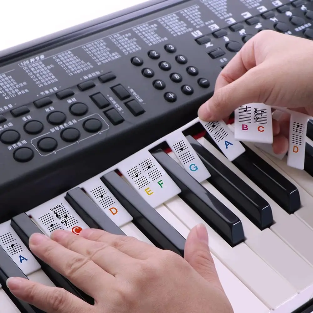 Piano Keyboard Note Labels for 88 Key Full Size No Need Stickers Made of Silicone Removable Piano Notes Guide for Beginner