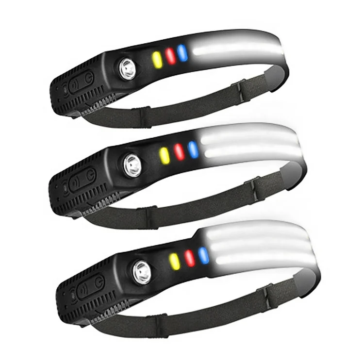 New Silicone Design LED Rechargeable Headlamp USB Full Vision Sensor Induction Head Lamp Lights