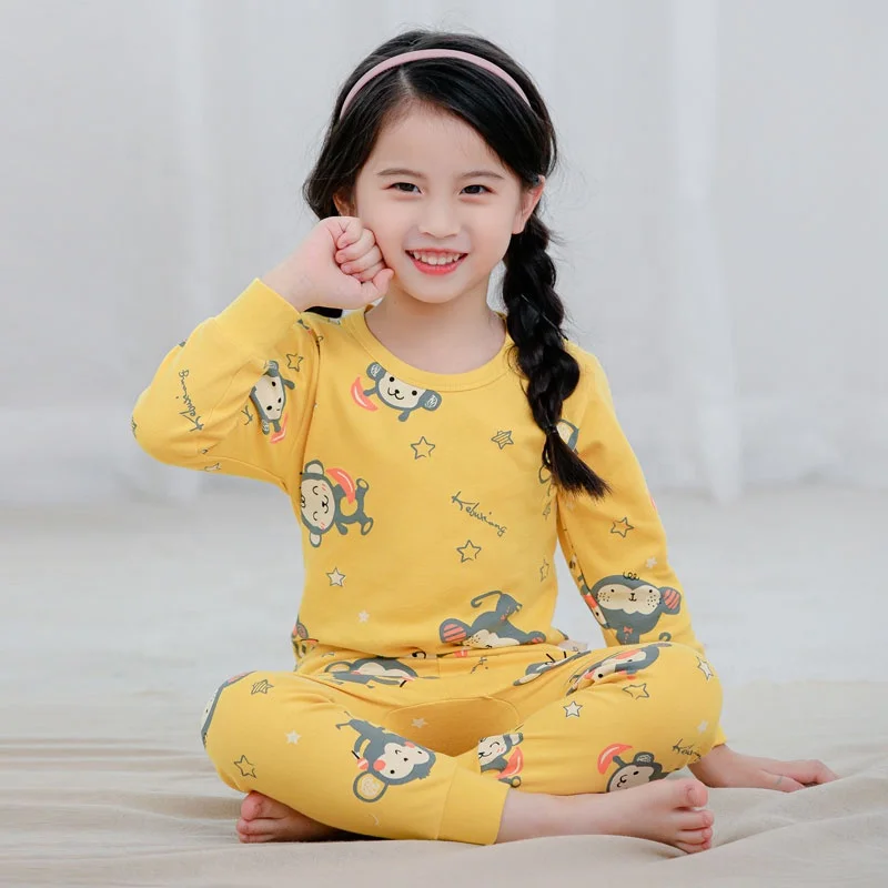 Cotton kids pajamas manufacturer winter kids 100 cotton pyjama set print with animal designs