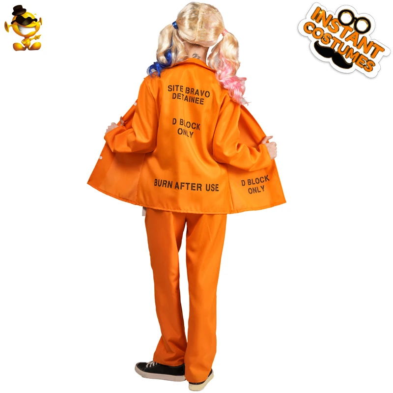 Dress Up Orange Criminal Prisoner Coverall halloween Party Cosplay Prisoner Costumes for Women
