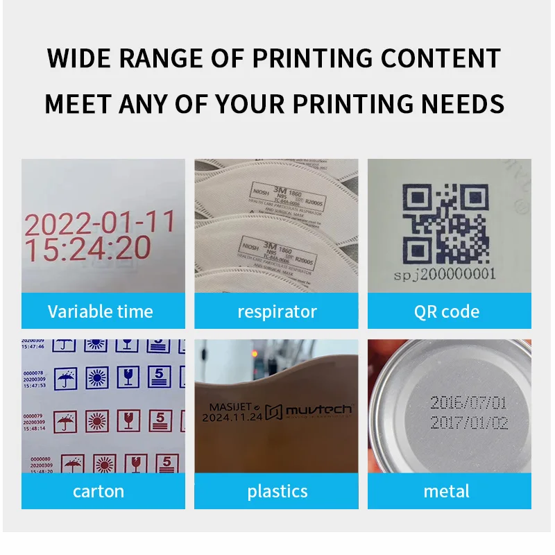 MASIJET TIJ Small Inkjet Printer Online Plastic Packaging Bag Printing Machine for Bottle Bottom Bottle Body Date Printing