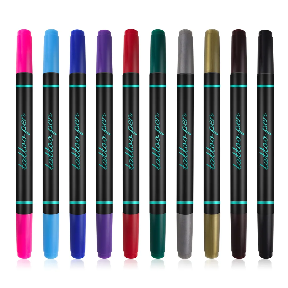 For Kids Waterproof Skin Private Label Permenite Maker Temporary Color Permanent Safe Non Toxic Double Tattoo Marker Pen
