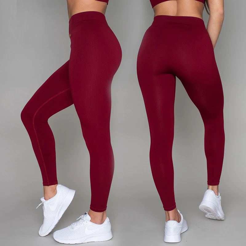 Four way Stretch Fitness Yoga Wear Breathable Gym Pants High Waisted Leggings Red Yoga Pants For Women