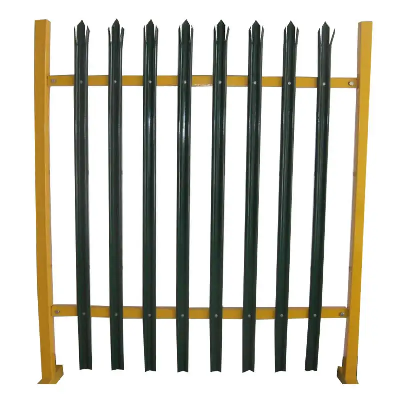 Green Palisade Fence with Wrought Iron Models  Galvanized and Powder Coated Metal Frame  RAL6005 Color Gates
