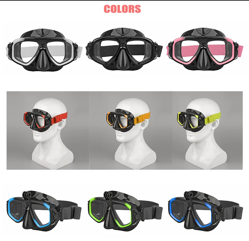 ALOMA Modern Gradient Color Style Diving Goggles Snorkel Mask for Adults Snorkeling Diving with camera mount