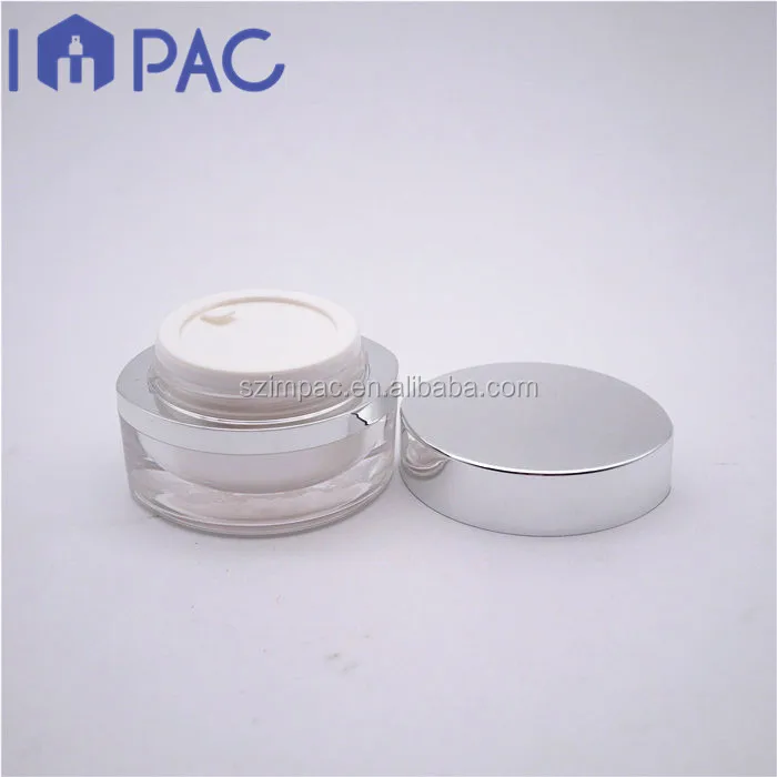 Oval shape luxury acrylic jar 30g 1oz with silver cap for cosmetics