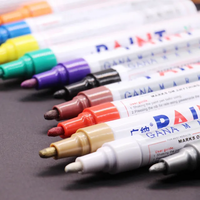 Paint Marker Pens Album Graffiti Pen Car Tyre Paint Marker Hot Selling 12 Colors Permanent Black School Paper