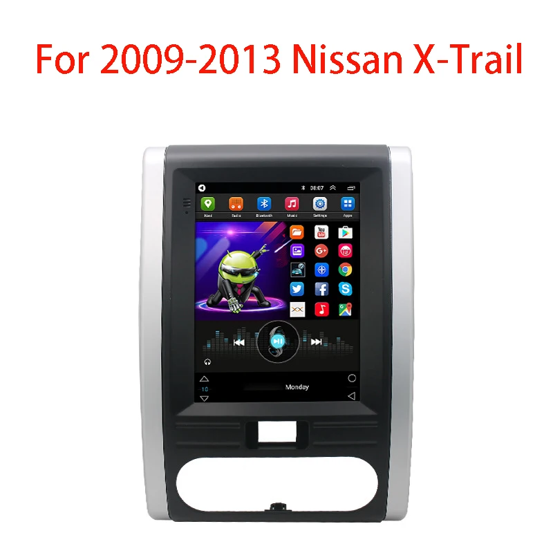 9.7 inch vertical screen auto car radio tesla dvd player for 2009-2013 Nissan X-Trail with BT Car Video