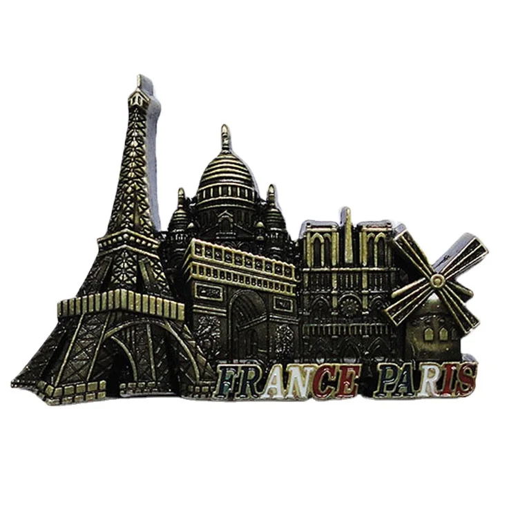Custom eiffel tower building decorative 3D metal fridge magnets for souvenir gifts