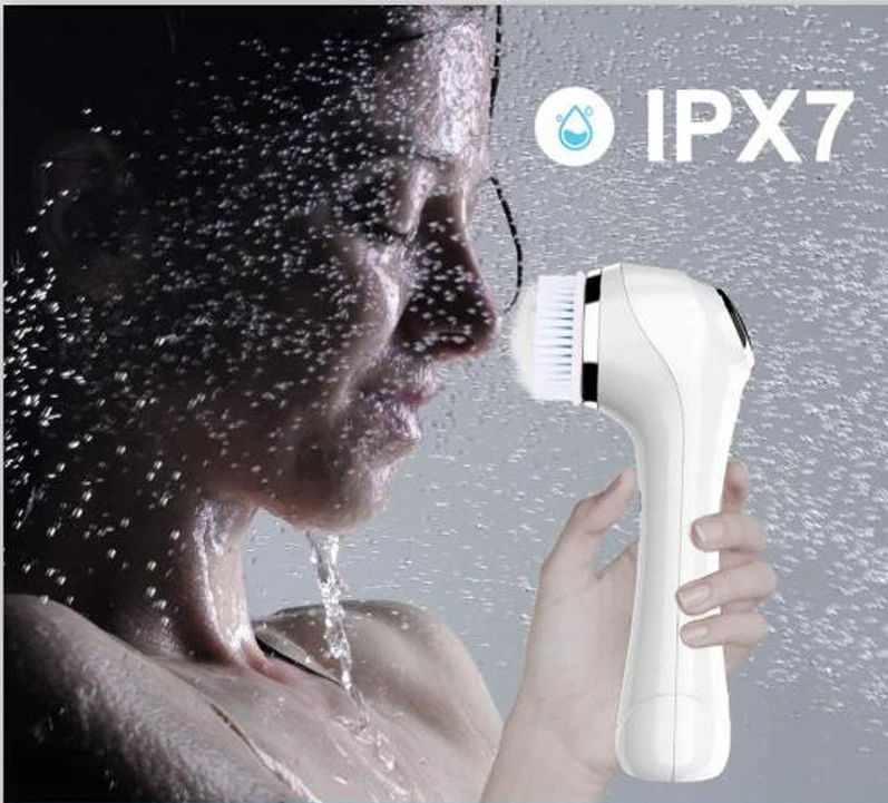 Rotating Facial Cleansing Brush, IPX7 Waterproof Silicone Spin Brush Electric Sonic Face Cleanser Device for Women, Men Pink