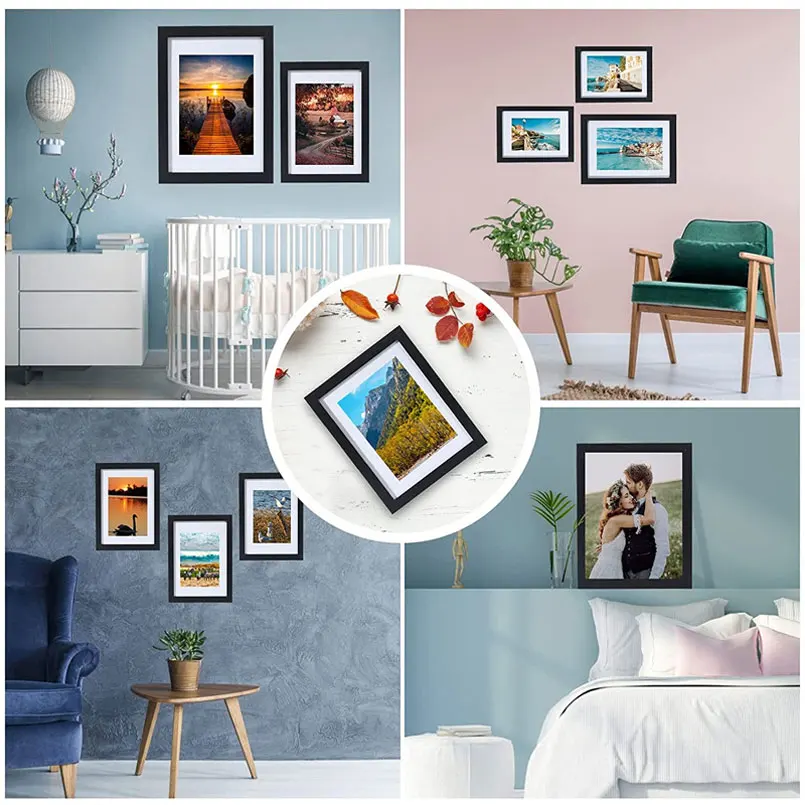 Wholesale A4 A3 4x6 5X7 6X8 8x10 11x14in Hanging/wall Mirror Plastic Frame Wedding Photo Mini Painting Frame Digital Printing