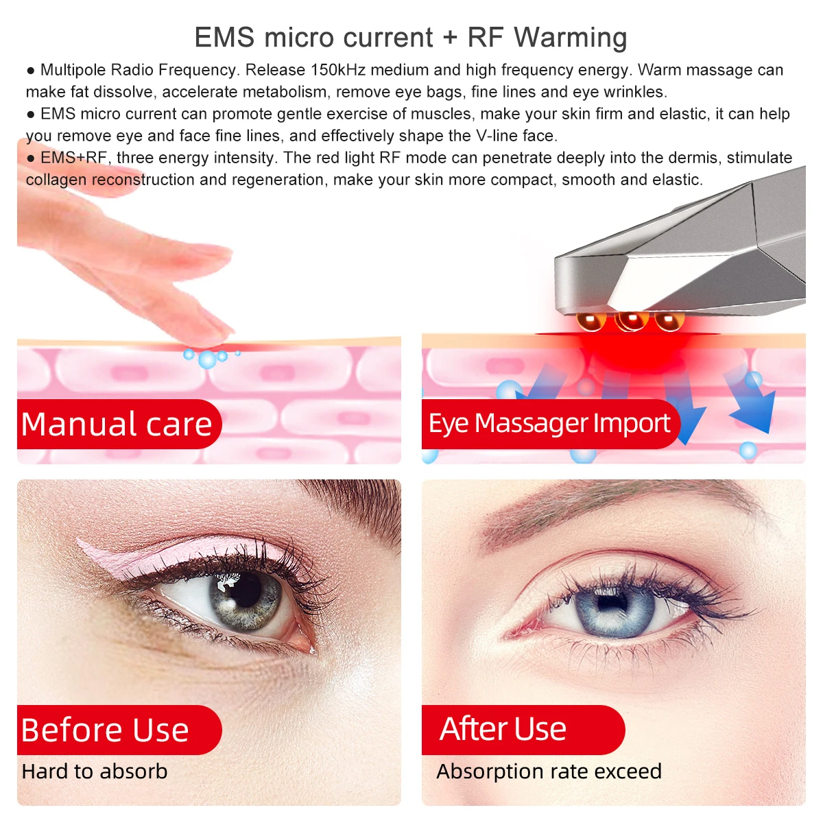 
Anti Ageing Eye Care Message Device Led Eye Massager Wand Eye Massage Instrument 