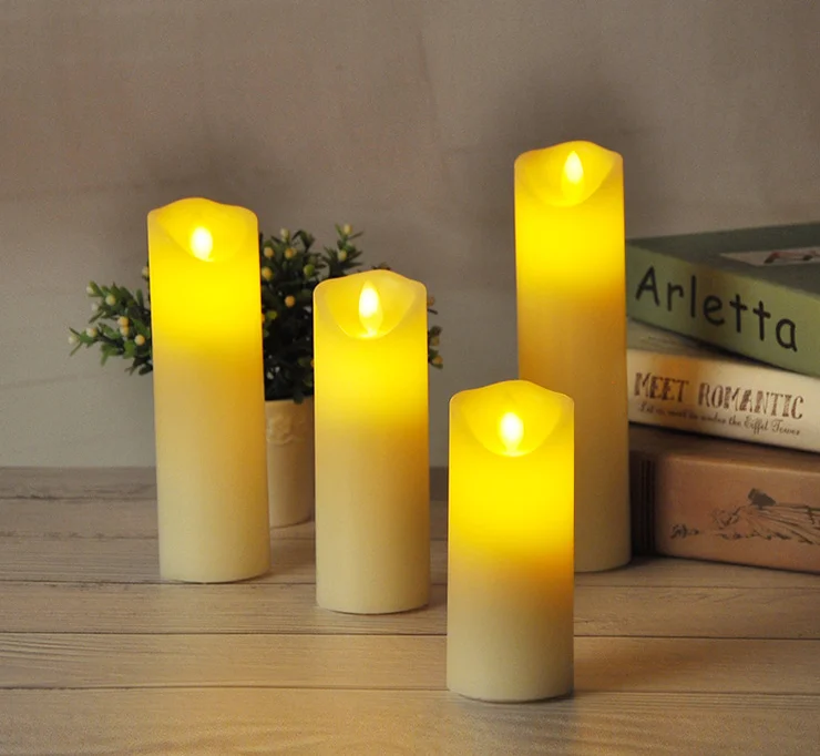 BESTSUN Luxury Home Wedding Restaurant Decoration Pillar Ivory White Real Paraffin Wax Led Candle