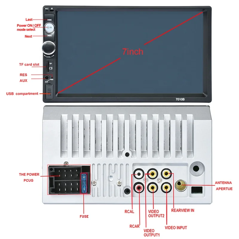 Car Stereo with Bluetooth Double Din 7 inch Touch Screen Digital Multimedia Car MP5 Player Support USB TF AUX in FM Radio Mirror