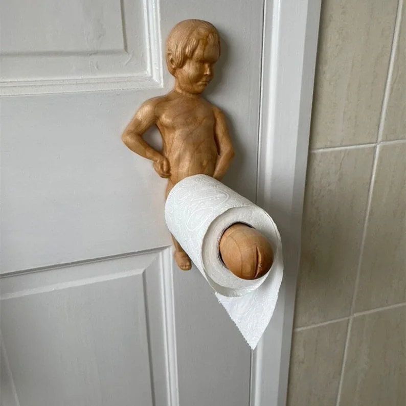 Toilet Paper Holder Roll Holder Wood Funny Toilet Paper Holder Creative man penis shaped