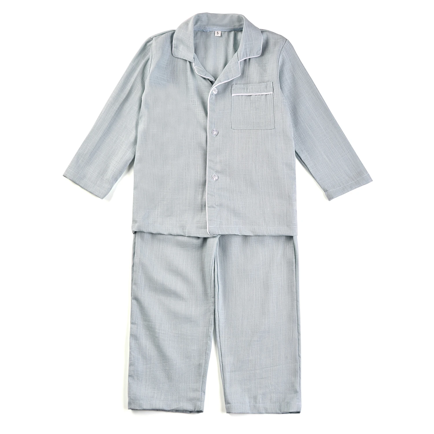 Wholesale Children Pyjamas Clothes Loungewear Set Girls Sleepwear Custom Logo Linen Cotton Kids Pajamas