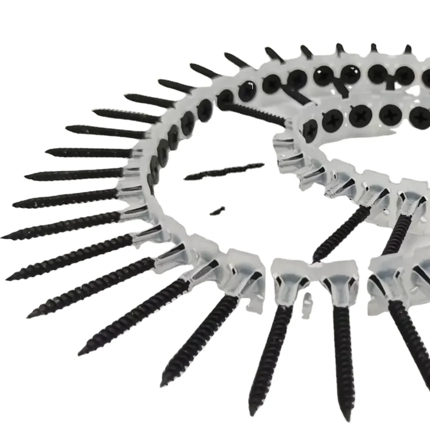 SDPSI Gypsum Board Tornillos C1022 Plastic Strip Tape Self Tapping Black Phosphated Belted Collated Drywall Screws