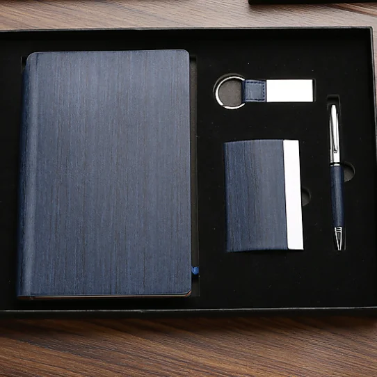 Custom Logo Company Gift Business Notebook Pen With Box And Card Holder Gift Set Pu Leather