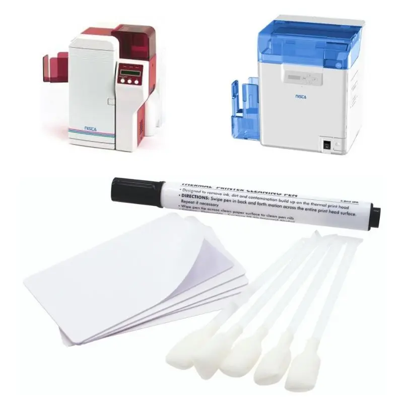 Cleaning Cards, Cleaning Pens, IPA Swab Cleaning Kit compatible with Nisca Retransfer ID Card Printers
