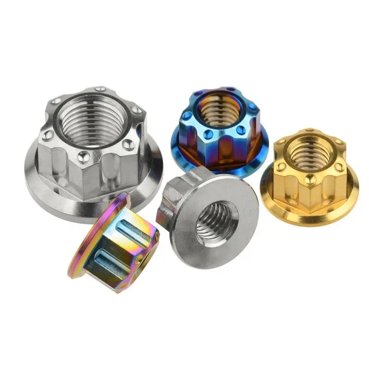 M8 M10 Gr5 titanium hex flange nuts  rear axle nuts hub wheel nuts