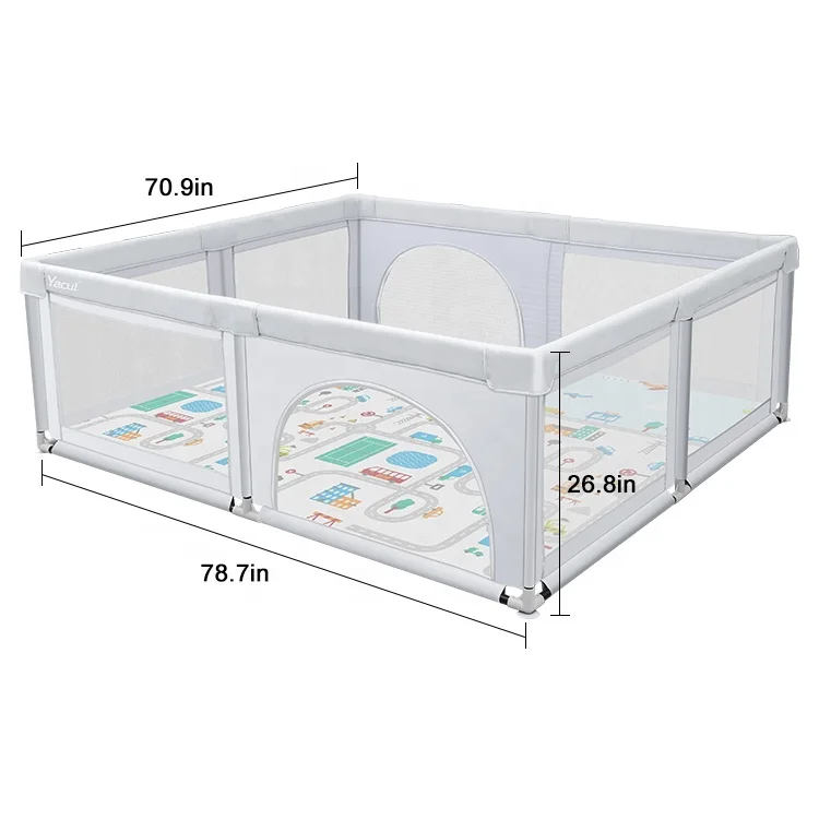 
Durable Best Baby Playpen with Zipper Door Infant Fence Safety Play Yards 1.8*2.0 meter Baby Playpens with Gate 