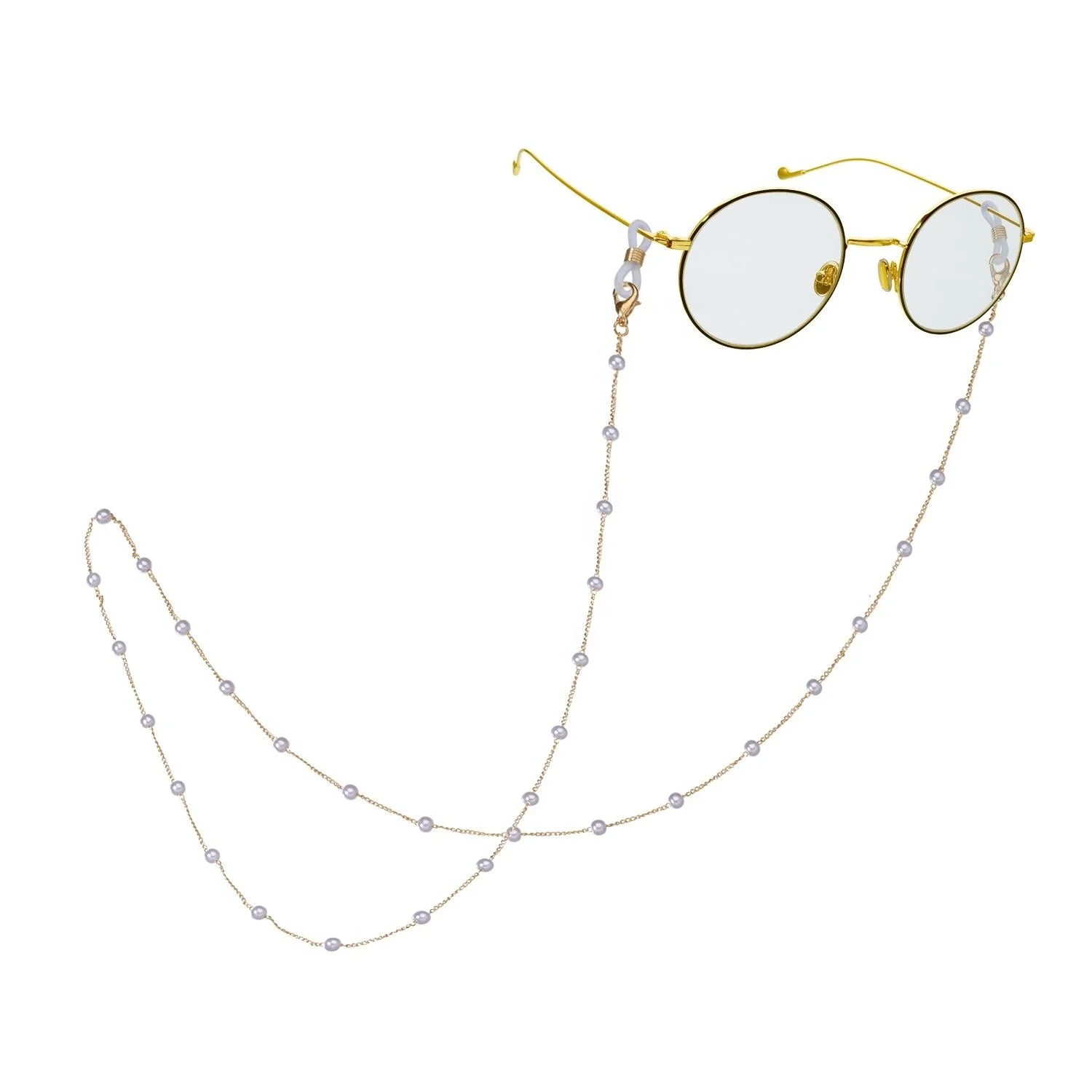 Promotional Custom Logo Women Handmade Pearl Eyeglasses Sunglasses Glasses Holder Bead Chain