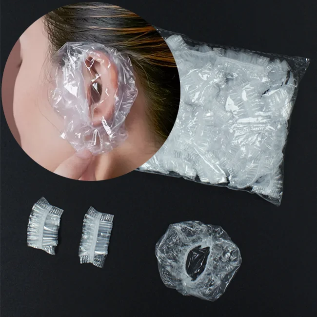 Factory Price Disposable Earmuffs Hair Dyeing Beauty Salon PE Ear Cover Waterproof Frame Cover