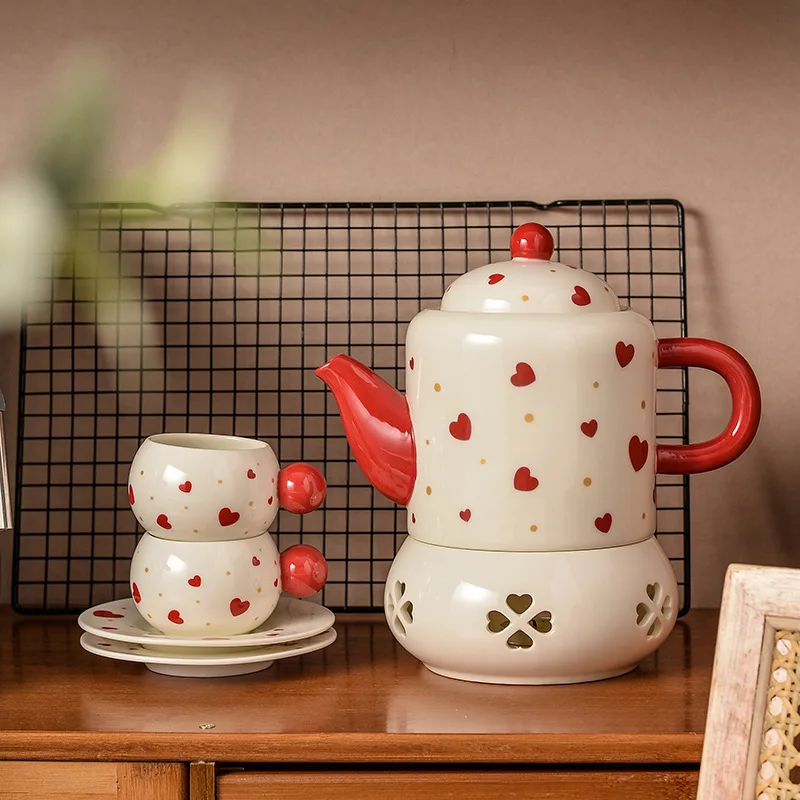 Personality Design Ceramic Tea Cup Set Vintage Porcelain Teapot Cute Turkish Ceramic Tea Set For Afternoon