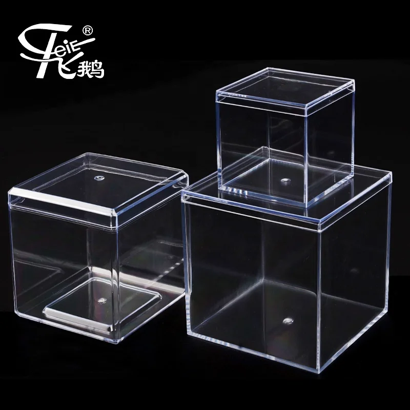 Cheap 2 Inch Clear Transparent Square Cubic  Party Birthday Wedding Favor Plastic PS Acrylic Sweet Candy Box with Lid