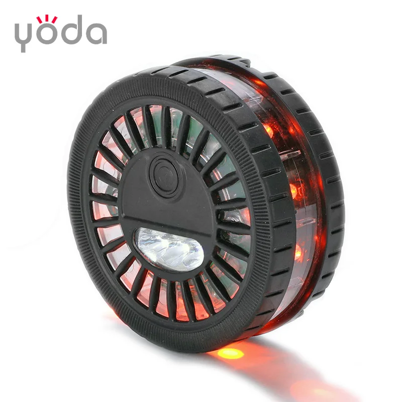 12+3 Led Car Rode Flare Portable Emergency Warning Disc Strobe Signal Lamp Set Traffic Safety Flashing Beacon