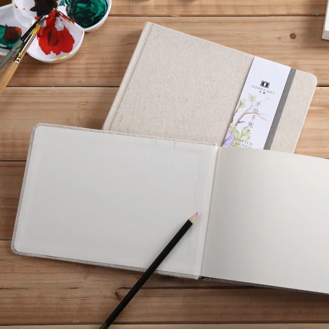 Тканевый скетчбук в твердом переплете, A5, бумага для рисования без кислоты, дорожный журнал для чернил и карандашей