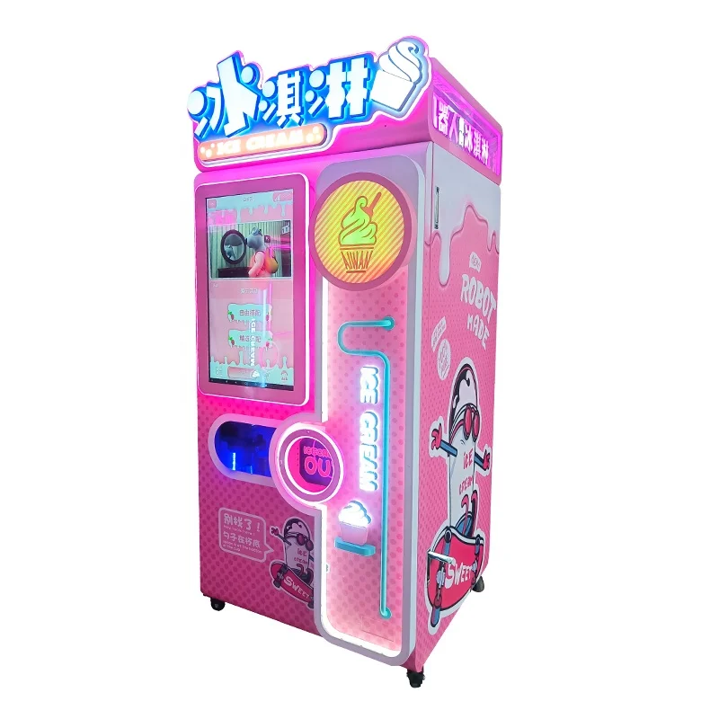 Bar Outdoor Mochi Ice Cream Vending Machine Low Fat Robot Full Automatic Smart Ice Cream Vending Machine