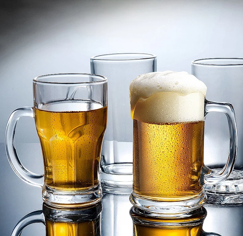 Thick Heavy San Miguel Beer Mug Straight Clear Blank Glass Mugs With Custom Logo Taza De Cerveza De Vidrio Bar KTV Glassware