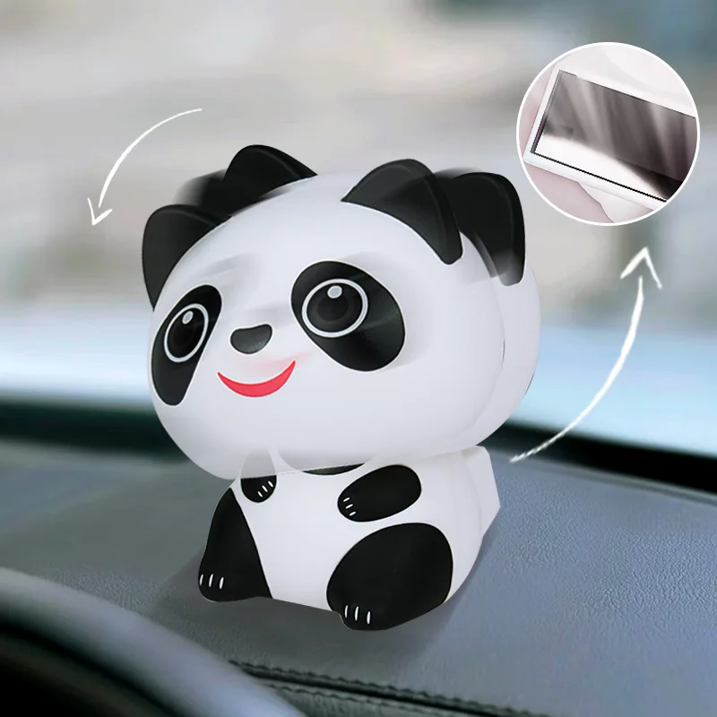 OEM Name Lucking Panda Solar Ornaments Car Decoration with Shaking Head Doll For Home Car Cooperate Birthday Gifts For Women