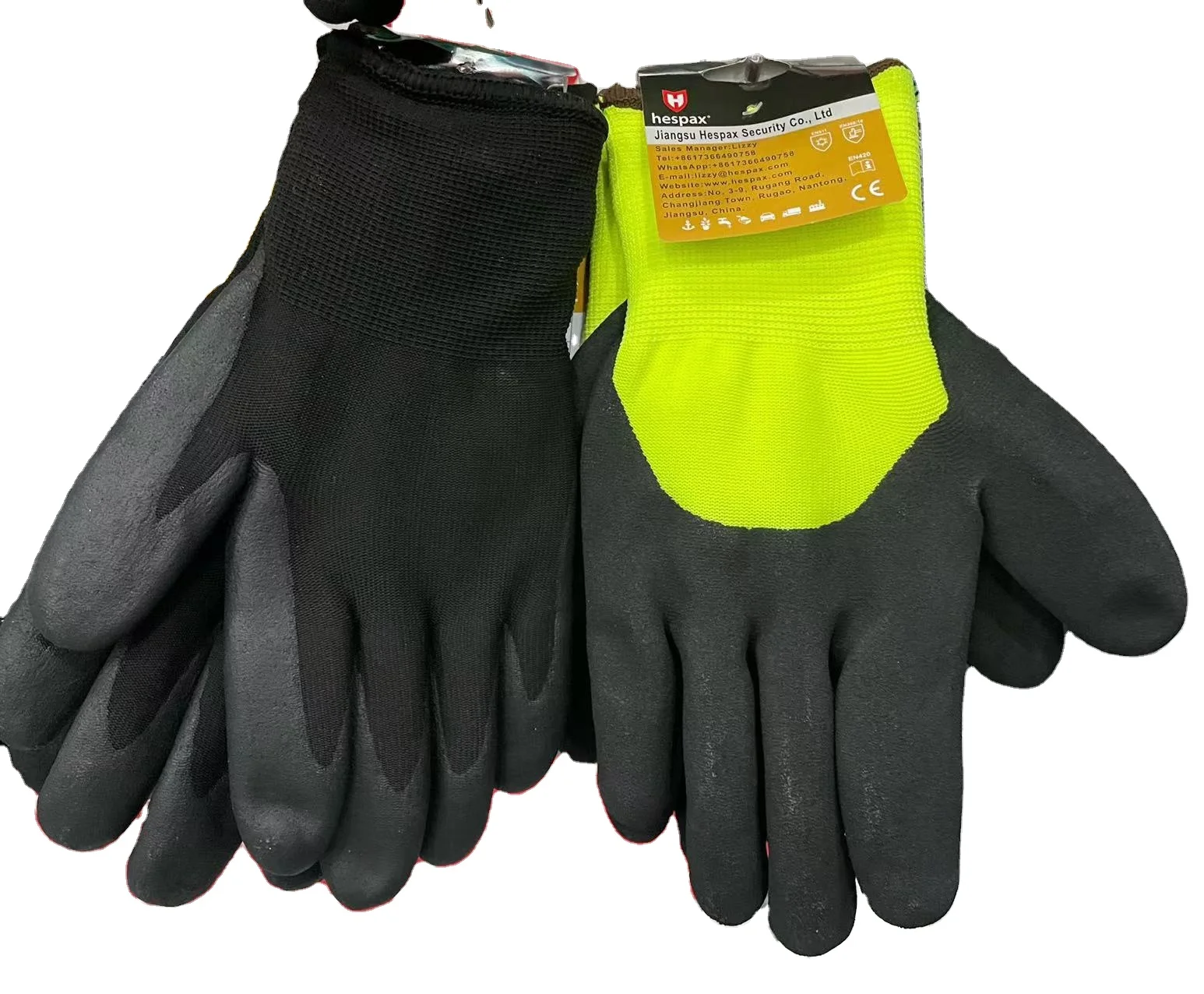 Winter warm glove 15 gauge Nylon sandy Nitrile Coated thermal work Gloves