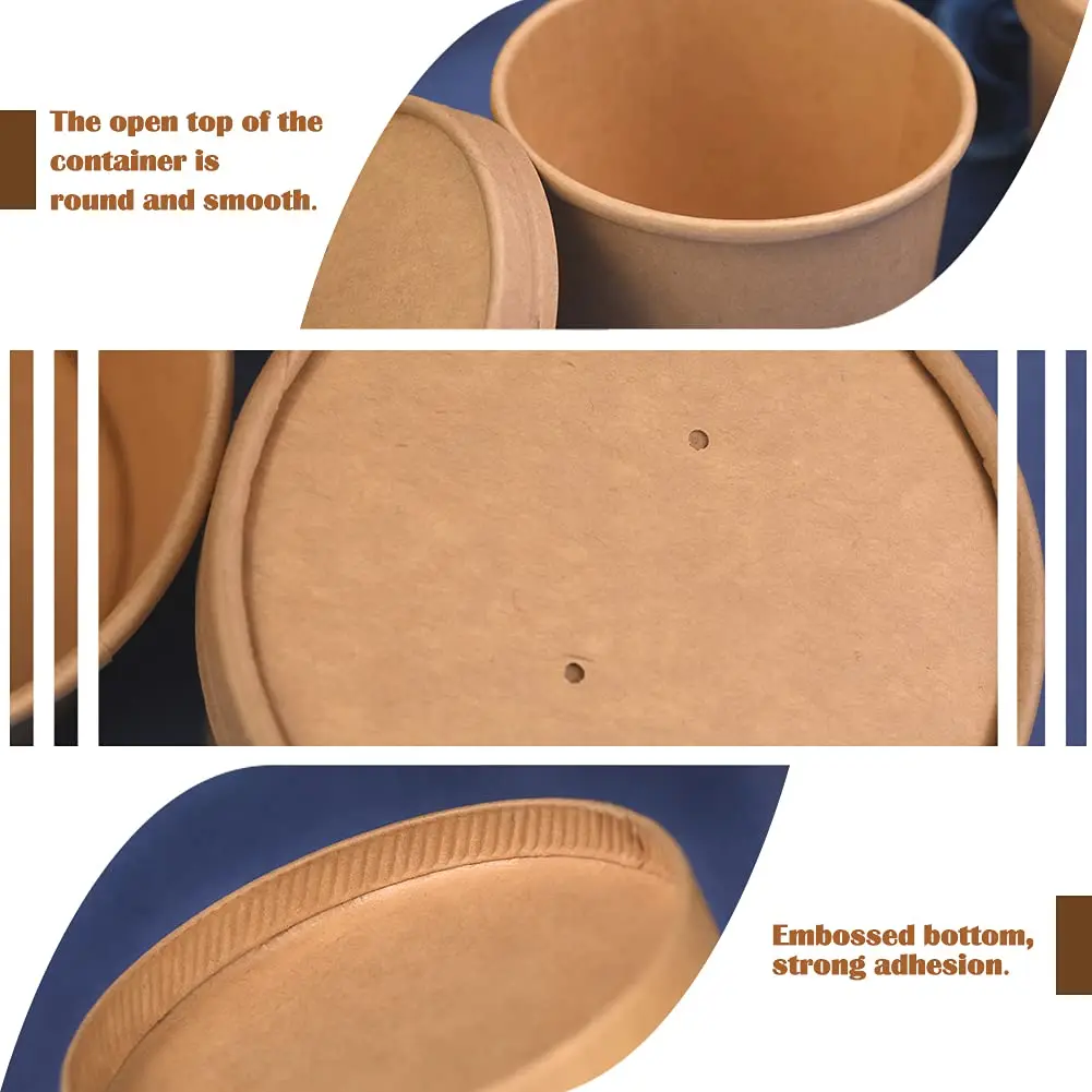 OEM&ODM&OBM Soup Bowl Soup Cup Ice Cream Containers 8oz Soup Cup Kraft Paper Craft Paper Packing Food Single Wall Paper Cups