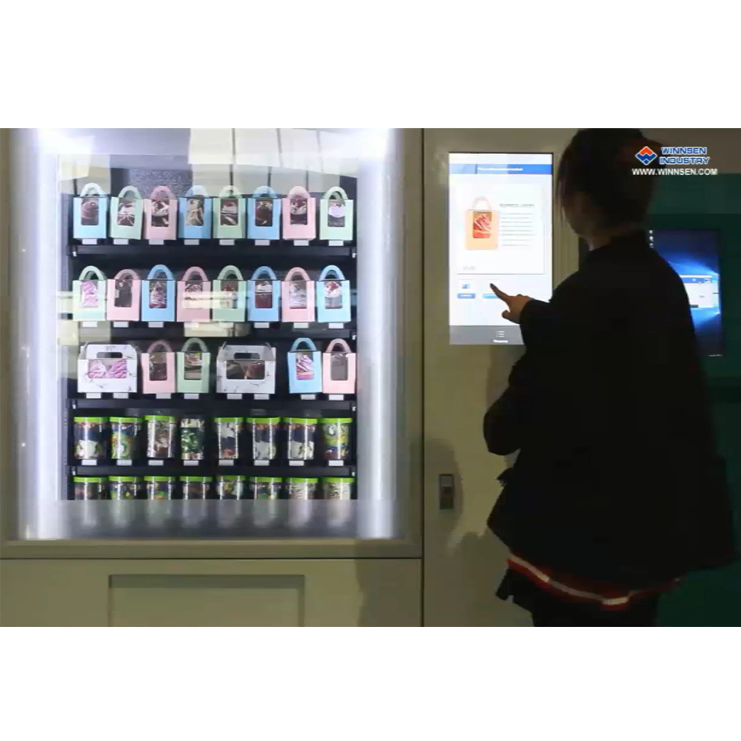 Laptop smartphone automatic vending kiosk machine with touch screen