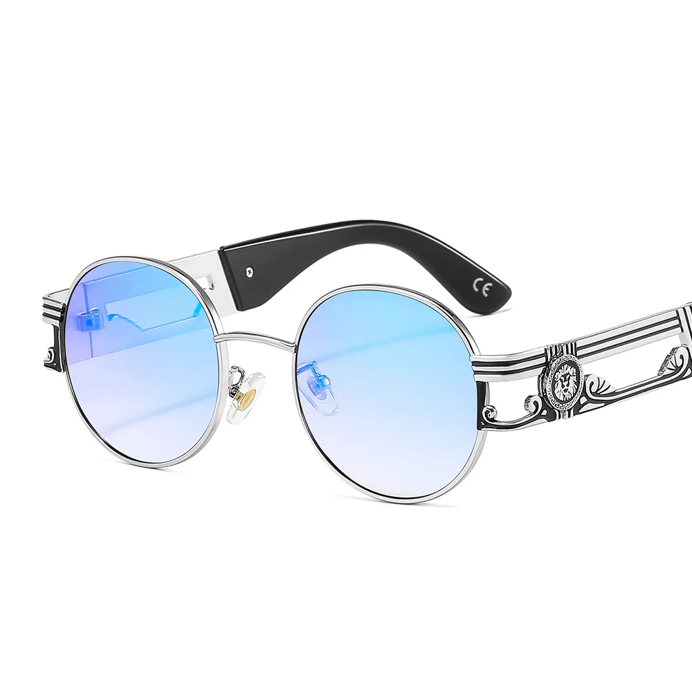 hot new metal Lion King decorative stylish brand luxury sunglasses for men Punk style versatile round retro sunglasses custom