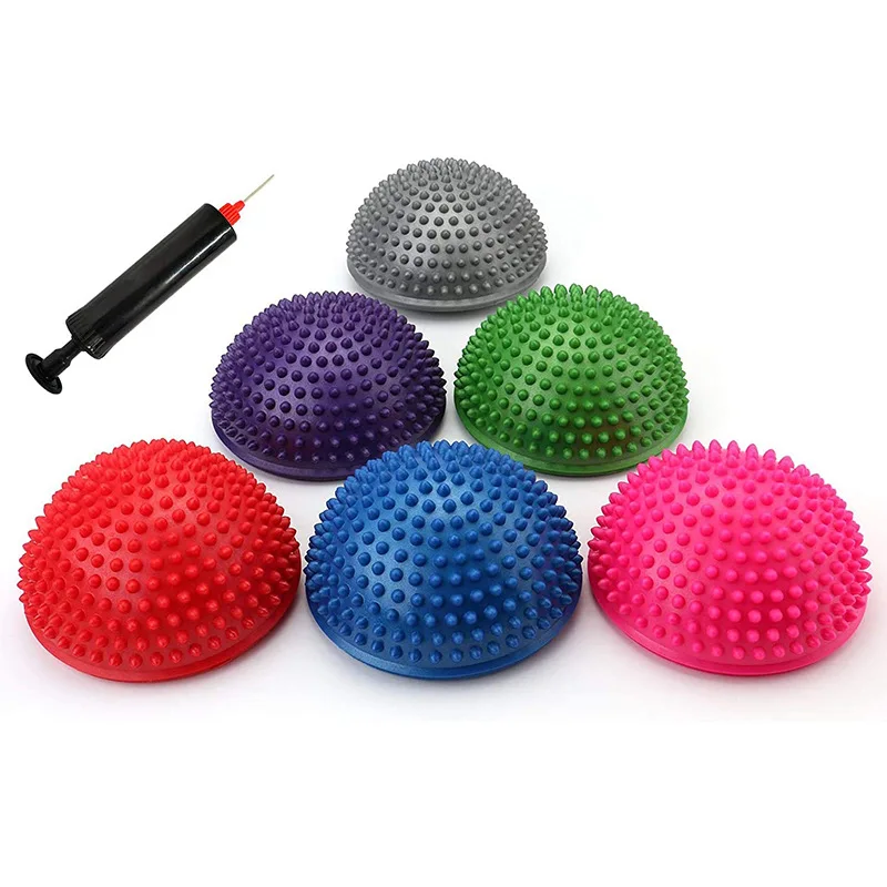 High pressure half round pvc spiky massage ball balance balls for relaxing spiky massager ball