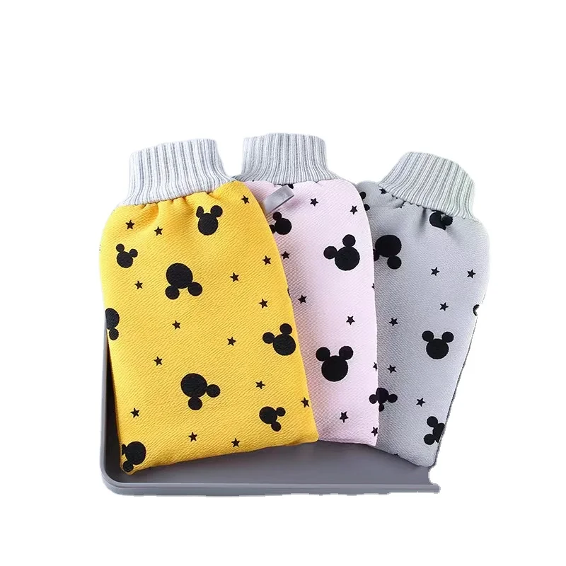 Set Naturalting Bath Shower Scrub Mitts Gloves Loofah Bath Gloves Spa Body Gloves Natural Custom China 50.3GSM Skin Friendly