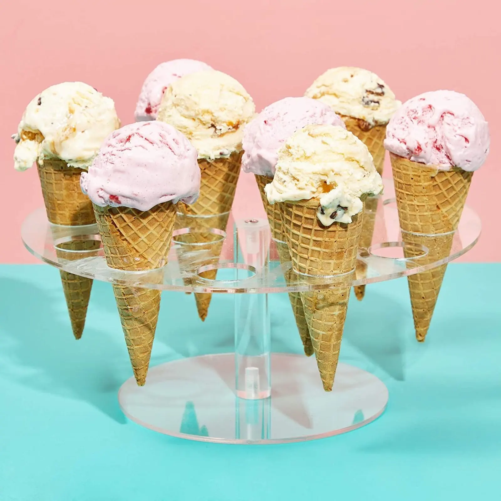 Custom Clear Acrylic Ice Cream Cone Display Stand