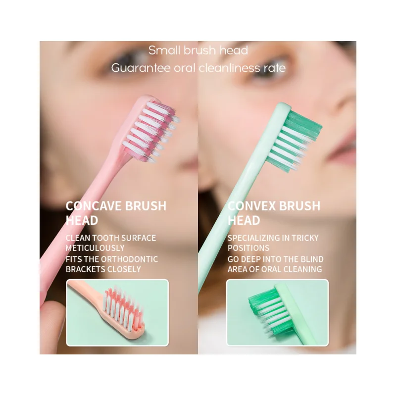 Xingyue Double Brush Bristles Orthodontic Clean & Care Toothbrush