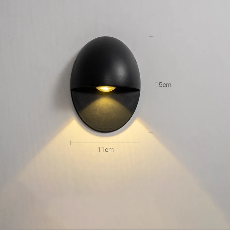 1W Egg-shape Modern Solid-colour Warm White Wall Lamp Metal Up and Down Waterproof Outdoor Lights for House Porch Garage