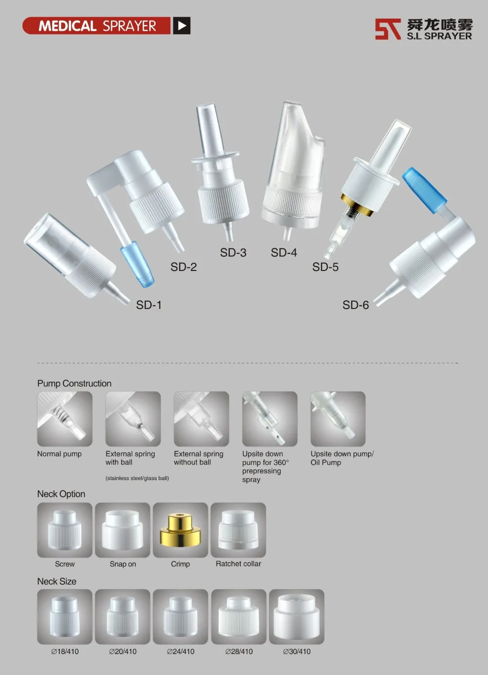 Factory price plastic medical usage throat sprayer nasal spray pump